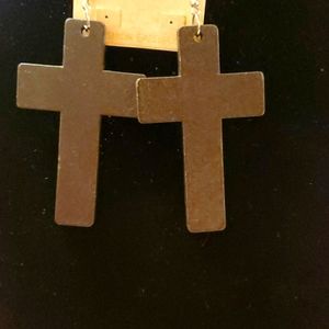 Black wooden cross earrings. New without original tag!!